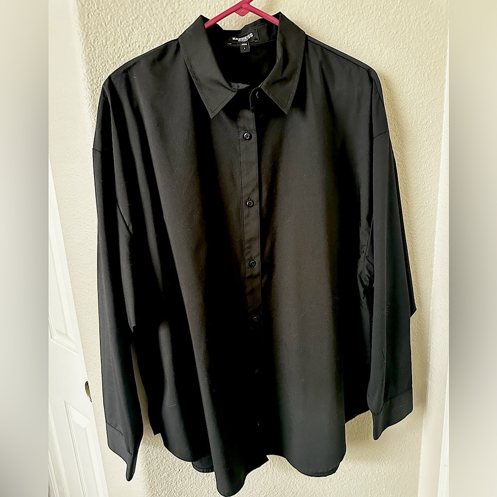 EXPRESS Poplin Boyfriend Portofino Shirt Size:L